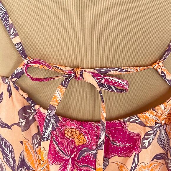 Old Navy Pink & Orange Floral Print Midi Length Sundress Sz MED Tropical Resort - Picture 6 of 10